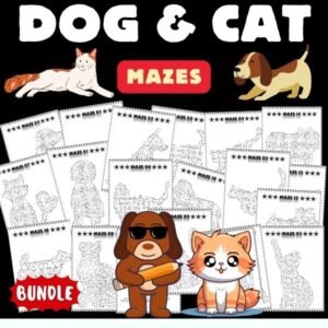 Dog and cat Pet Animal Mazes with Answers