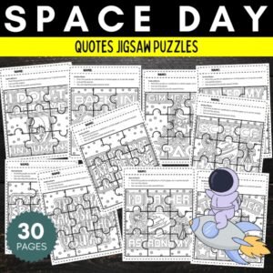 Printable National Space Day Jigsaw Puzzle Template - Fun Games Activities