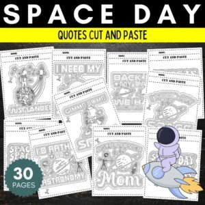 National Space day Cut And Paste worksheets - Scissors Skills crafts Activities