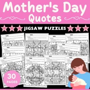 Mother's Day Quotes Jigsaw Puzzle Template - Fun Mother's Day Games Activities