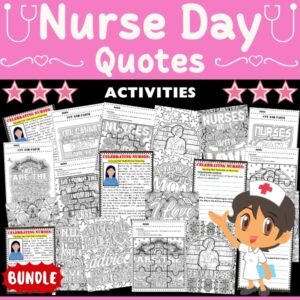 Nurse Day Quotes Coloring Pages & Games - Fun Nurse Day Activities BUNDLE