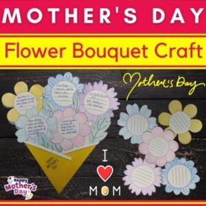 Mother's Day Flower Craft | Flower Bouquet Card for mom Writing template