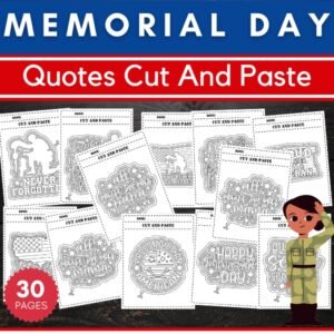 Memorial Day Quotes Cut And Paste worksheets - Fun Scissors Skills crafts