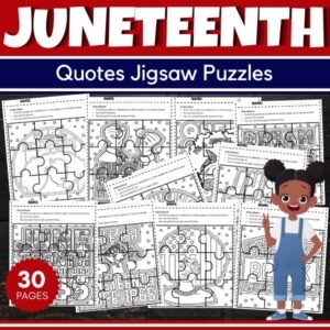 Juneteenth Quotes Jigsaw Puzzle Template - Fun June Games Activities