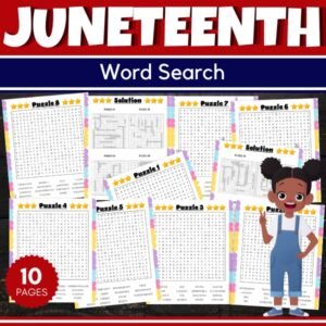 Juneteenth Word Search With Solutions- Fun Juneteenth Games Activities