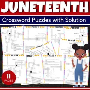 Juneteenth Crossword Puzzles with Solution - Fun Freedom day Games Activities