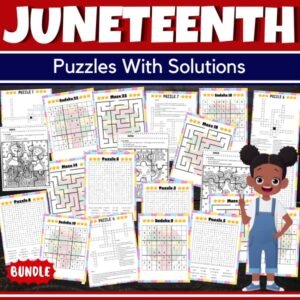 Juneteenth Puzzles With Solutions - Fun Freedom day Games Activities Bundle