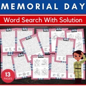 Patriotic Memorial Day Word Search With Solutions - Fun May Brain Games