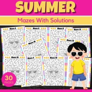 Summer Season Mazes With Solutions - Fun End of the year World Oceans Day games