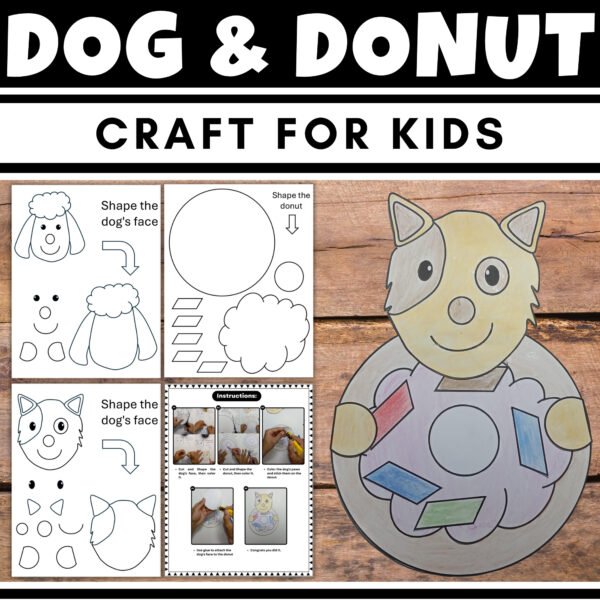 Printable Dog & Donut Craft Activity | End of the year Creative Craft for Kids