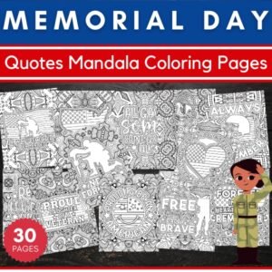 Printable Memorial Day Quotes Mandala Coloring Pages - Fun May Activities