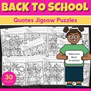 Back to school Quotes Jigsaw Puzzle Template - Fun August Games