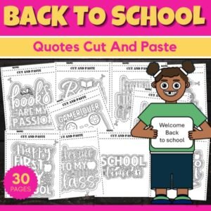 Printable Back to school Quotes Cut And Paste - Fun August Scissors Skills