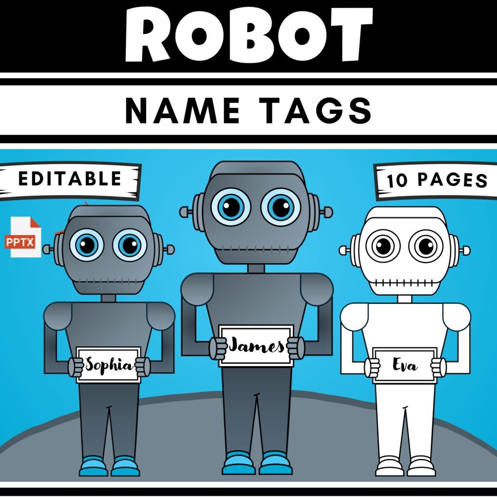 Editable Robot Name Tags : Fun Classroom Decor for Back to School Craft - The Student's Palace
