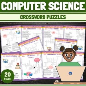 First day Computer Science Crossword Puzzle Games Worksheet Activity