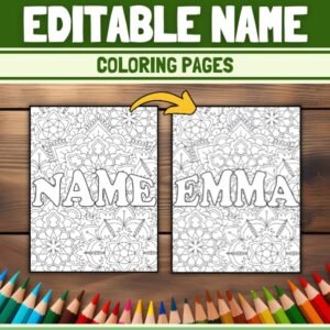 Editable Student Name Coloring Pages | Personalized Floral Name Tags