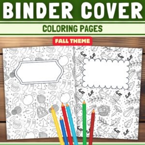 Editable binder cover coloring page | Personalized student name Fall themed