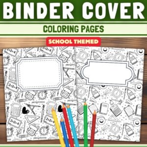 Editable binder cover coloring page | Personalized student name school themed