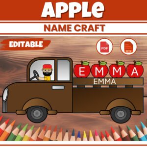 Editable Apple Name Craft Activity | Bulletin Board Fall October Activities