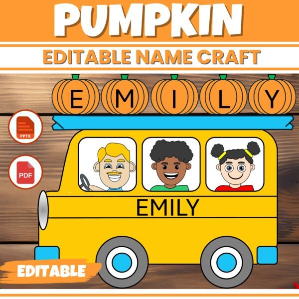 Editable Pumpkin Name Craft Activity