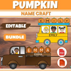 Editable Pumpkin Name Craft Activity | Bulletin Board Fall October Activities