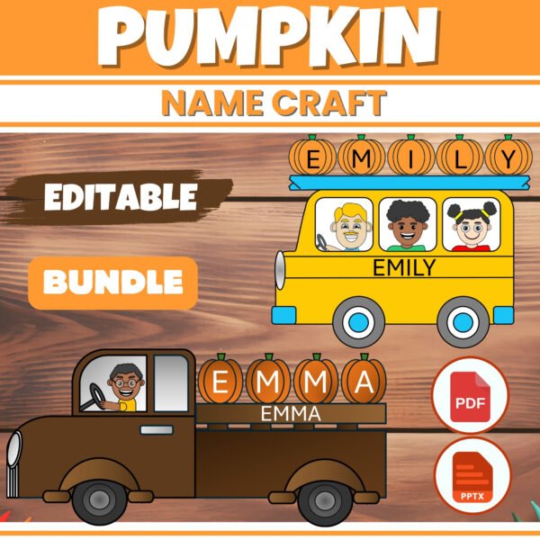 Editable Pumpkin Name Craft Activity | Bulletin Board Fall October Activities