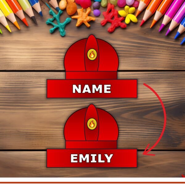 Editable Name Firefighter Crown Hat Template - Fire Safety Week Craft Activities