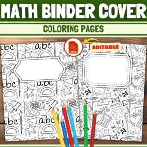 Editable math binder cover coloring page | Personalized Notebook Journal Labels