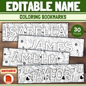 Editable Name Coloring Bookmarks & Desk Tags | Personalized Student Labels