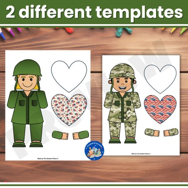 Veterans Day Craft Activity | Military Soldier Bulletin Board Writing Prompt