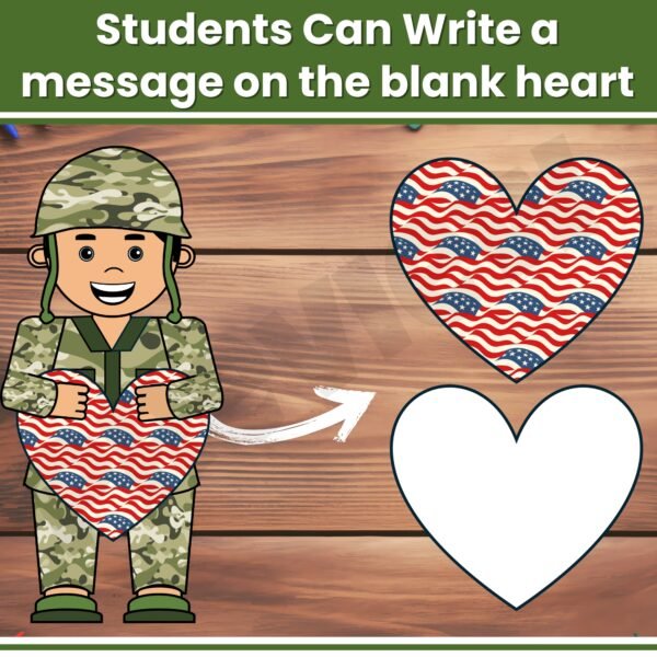 Veterans Day Craft Activity | Military Soldier Bulletin Board Writing Prompt