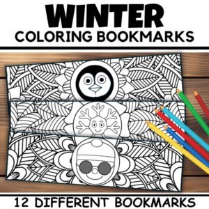 Winter bookmarks to color | Printable Coloring Bookmark Template | Desk Tags