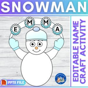 Snowman Name Craft | Editable Winter Name tags | After winter break activity