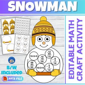 Snowman Math Craft Editable | After winter break math bulletin board