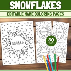 Editable Snowflake student Name Coloring Pages | Winter Snowflake Templates