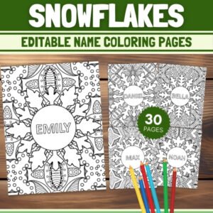 Editable Snowflake student Name Coloring Pages | Winter Snowflake Templates