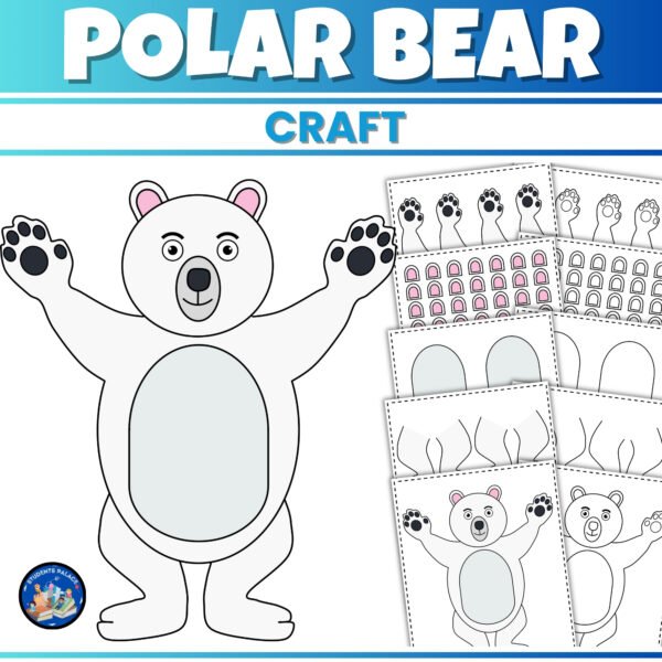 Polar Bear Craft Activity Tempalte | Winter Arctic Animal Preschool Kingarden