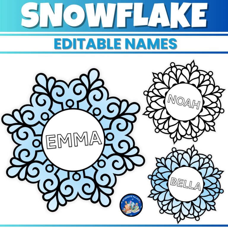 Editable Snowflake student Name