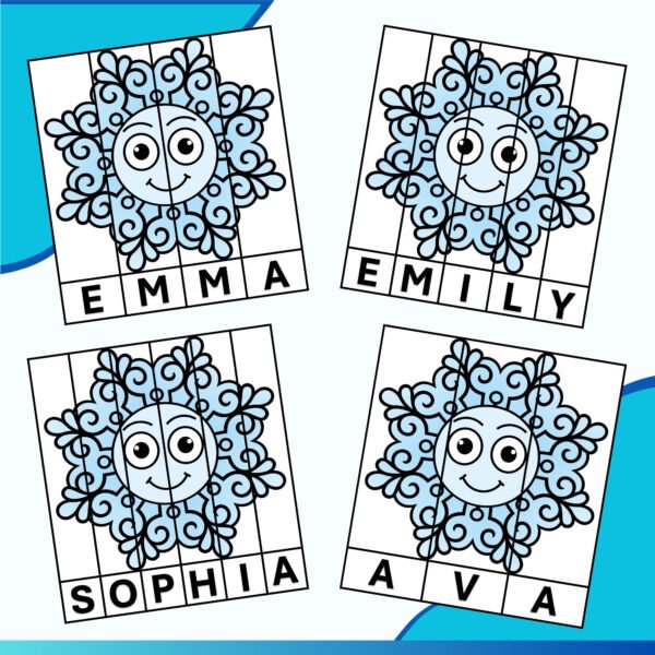 Editable Snowflake Name puzzle Craft | Winter Craftivity - January Activities