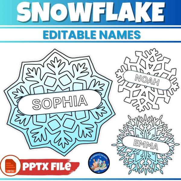 Editable Snowflake Name Tags Activity & Winter Bulletin Board Coloring Templates