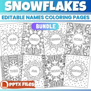 Snowflake Editable Name Coloring Pages | Printable Winter Student Names Activity