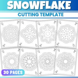 Snowflake Cutting Template | Cut & Color Winter Paper Craft | January Activity