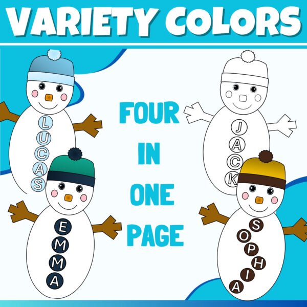 Printable Snowman Editable Name Tags & Labels Templates - Winter Activities