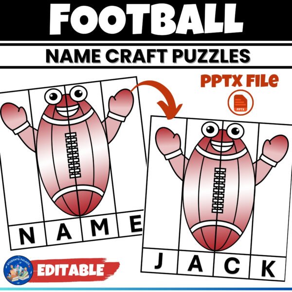 Super Bowl Football 2025 Editable Name puzzle Craft | February Activities