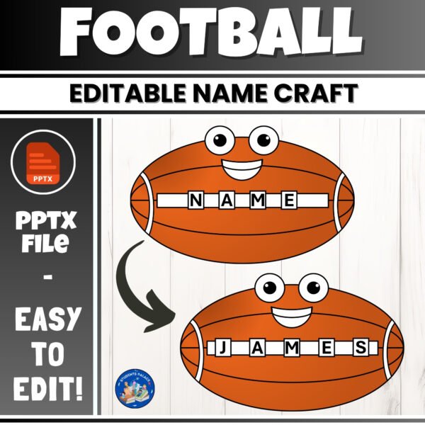 Super Bowl Football 2025 Editable Name Craft | Bulletin Board Coloring Templates