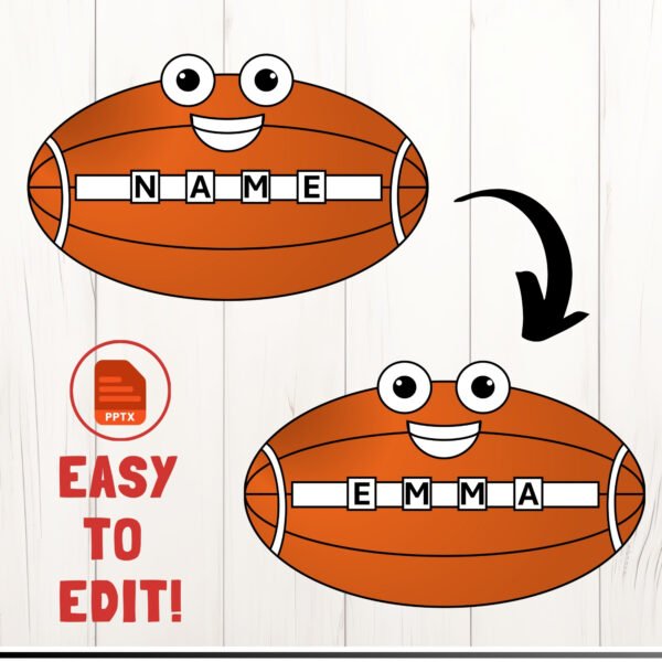 Super Bowl Football 2025 Editable Name Craft | Bulletin Board Coloring Templates