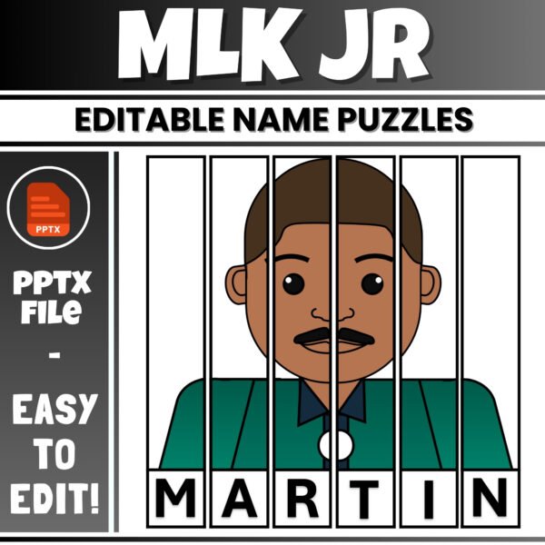 Editable Black History Month Name puzzle Craftivity | MLK jr Craft Activities