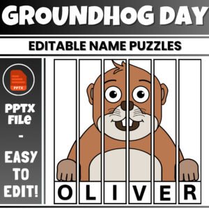 Editable Groundhog Day Name puzzle Craftivity | February Craft Activities