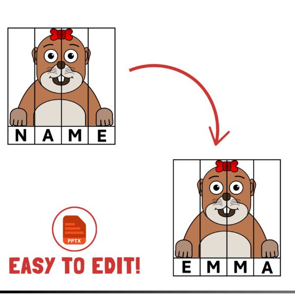 Editable Groundhog Day Name puzzle Craftivity | February Craft Activities