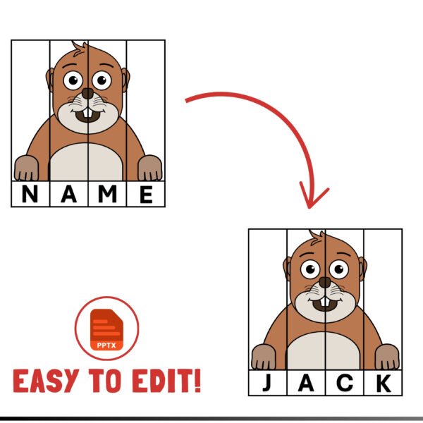 Editable Groundhog Day Name puzzle Craftivity | February Craft Activities